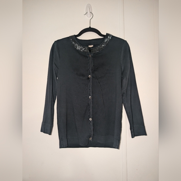 J. Crew Navy Women's Cardigan with Beaded Detail - Picture 6 of 8